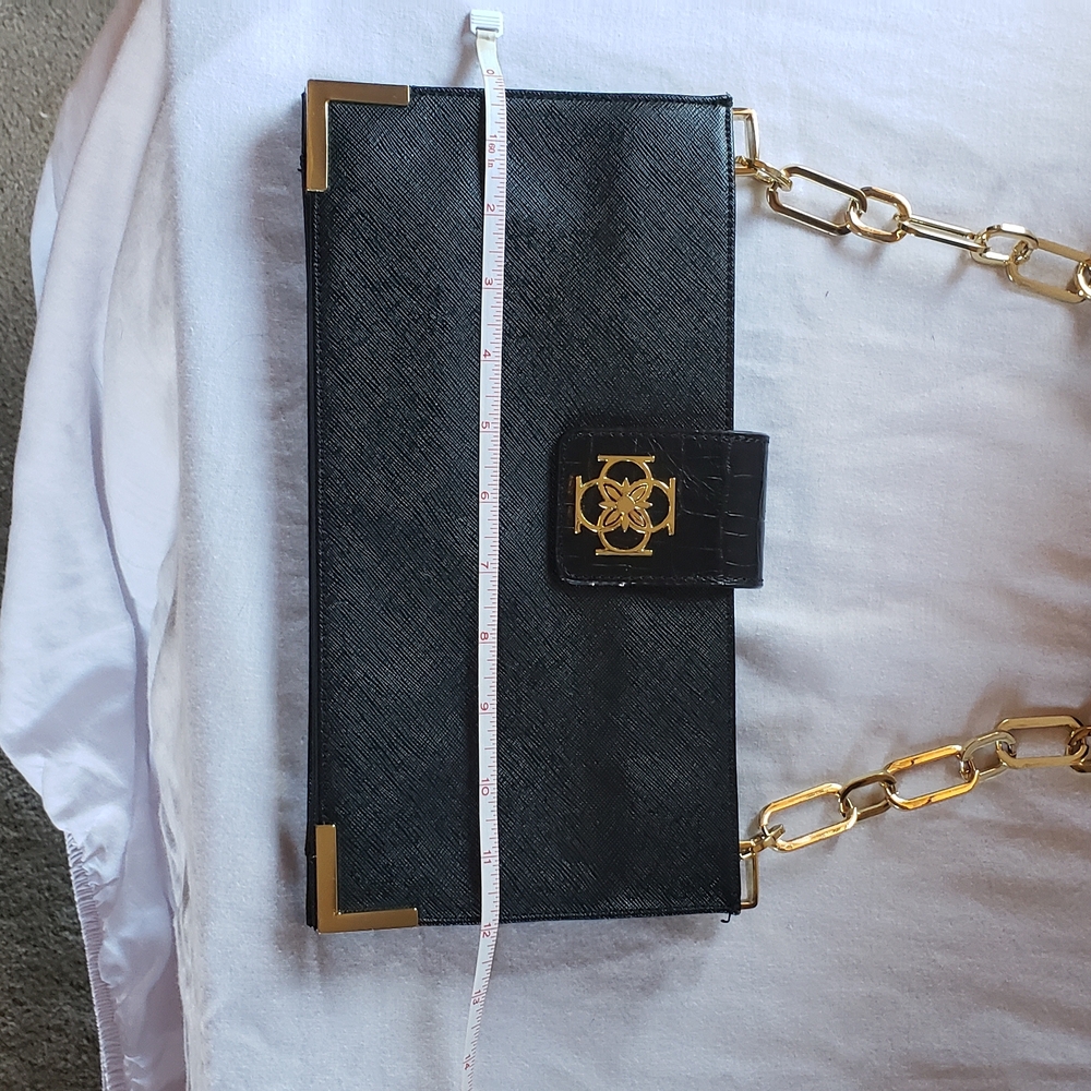 Ann Taylor Black Clutch with Gold Chain - Picture 4 of 7
